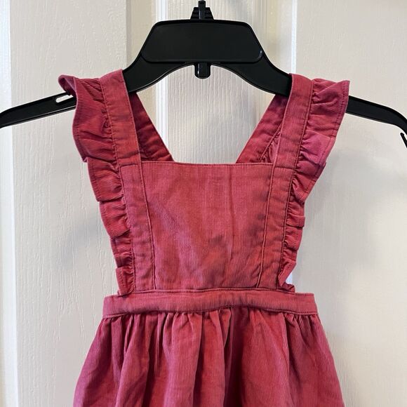 Rufflebutts Corduroy Cross-Back Jumper Dress Ruffle Straps Pink Girls Size 4T - Picture 5 of 10
